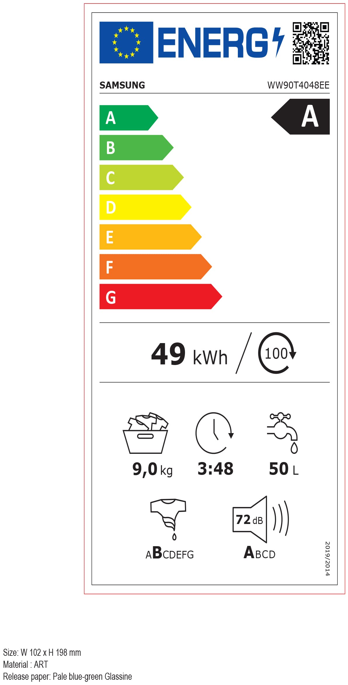 Samsung WW90T4048EE/EG Waschmaschine 9 kg 1400 U/min Ecobubble Digital Inverter Motor Weiß