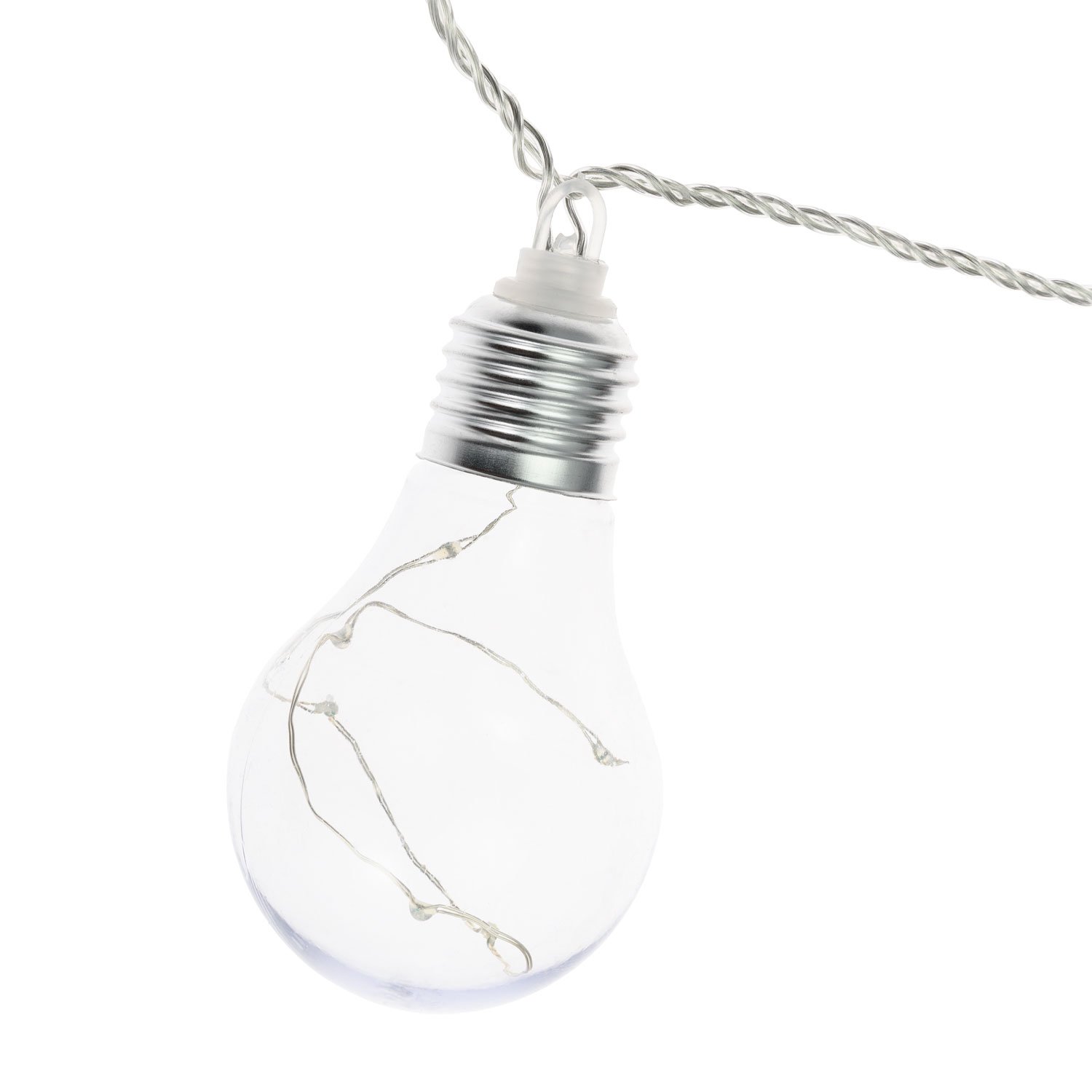 Guirnalda 5 m, con 10 bombillas Ø 55 x h 95 mm con Micro LED luz fría, extensible, guirnalda de luces, decoraciones luminosas