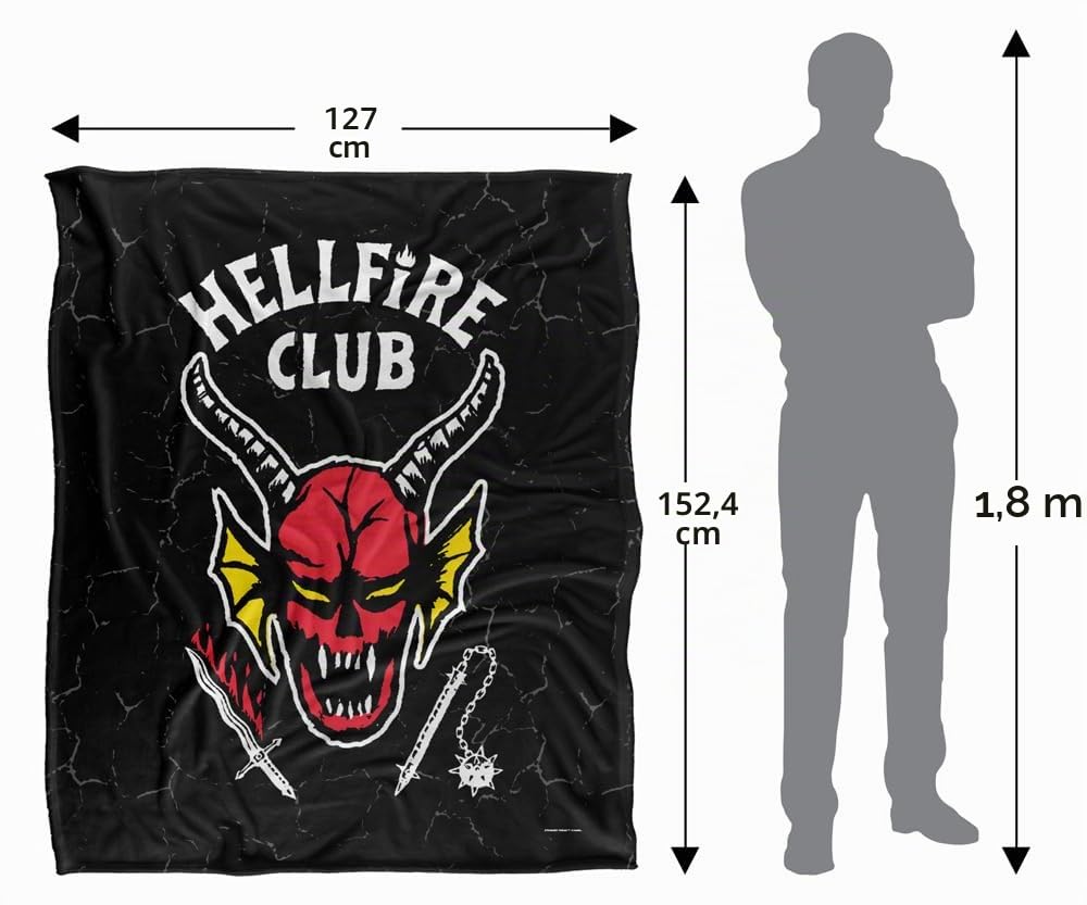 Stranger Things Hellfire Club Logo Silky Touch Superweiche Kuscheldecke 152 x 127 cm