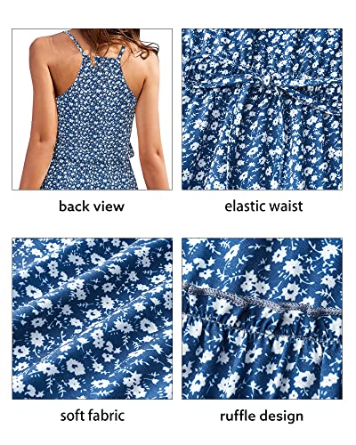 Image of Newshows Women's Summer Casual Dress Cute A Line Ruffle Hem Flattering Fit Beach Vacation Sundress