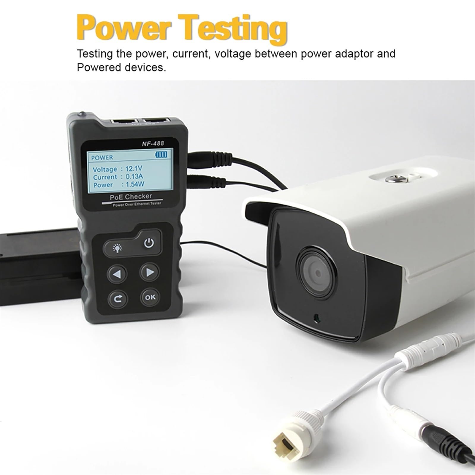 Tester kabli, Wielofunkcyjny tester kabli sieciowych LCD PoE Inline PoE Tester napięcia i prądu z testerem kabli Tester PoE