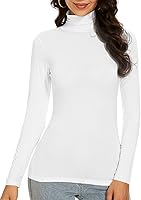 Vista 2 de Women's Turtleneck Long Sleeve Thermal Tops Slim Fitted Lightweight Thin Basics Layer Tshirt (XS-2XL)