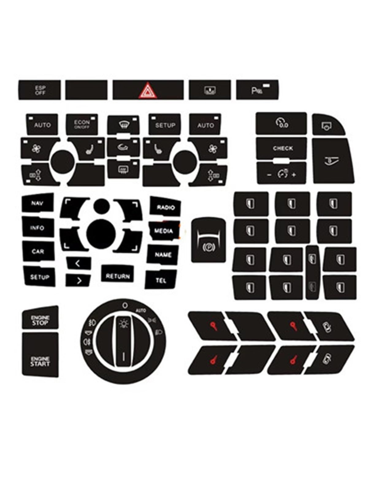 Button Trim Compatible with A6 C6 4F 2004 2005 2006 2007 2008 2009 2010 2011 Car Air Conditioning Control Panel Button Stickers(Set A)
