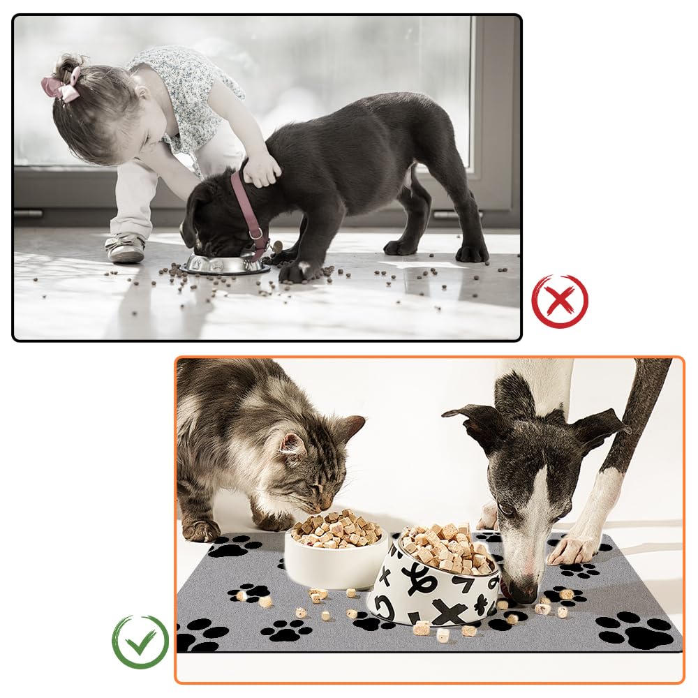 Hondenvoermat – Superabsorberende, Antislip Mat Voor Eten En Drinken, Geschikt Voor Katten En Honden, Sneldrogend, Vlekvrij, Ideaal Voor Rommelige Eters, Makkelijk Schoon Te Maken En Op Te Rollen