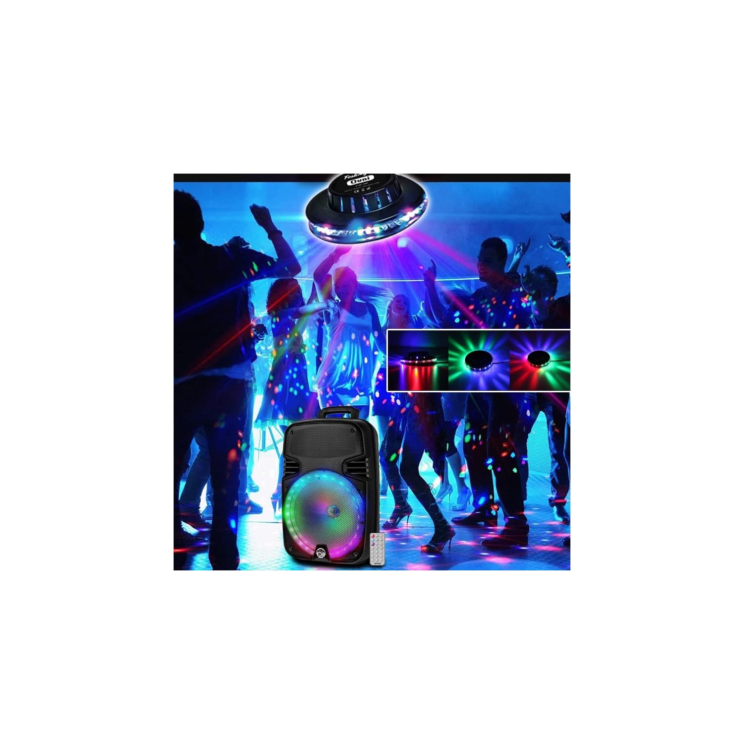 Enceinte Sono 600W Portable sur Batterie, Karaoké DJ USB, Bluetooth, TWS, 2 Micros, Lumière, Cadeau Soirée Fête Anniversaire