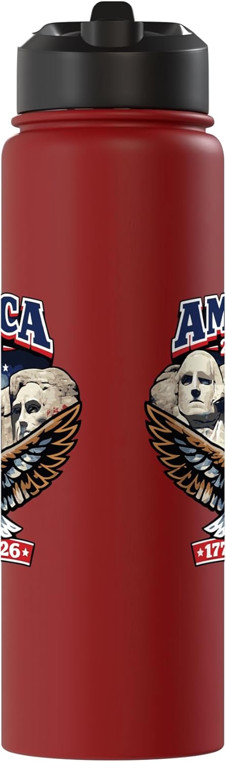 America Mount Rushmore Eagle 250 Years Graphic Stainless Steel Insulated Water Bottle