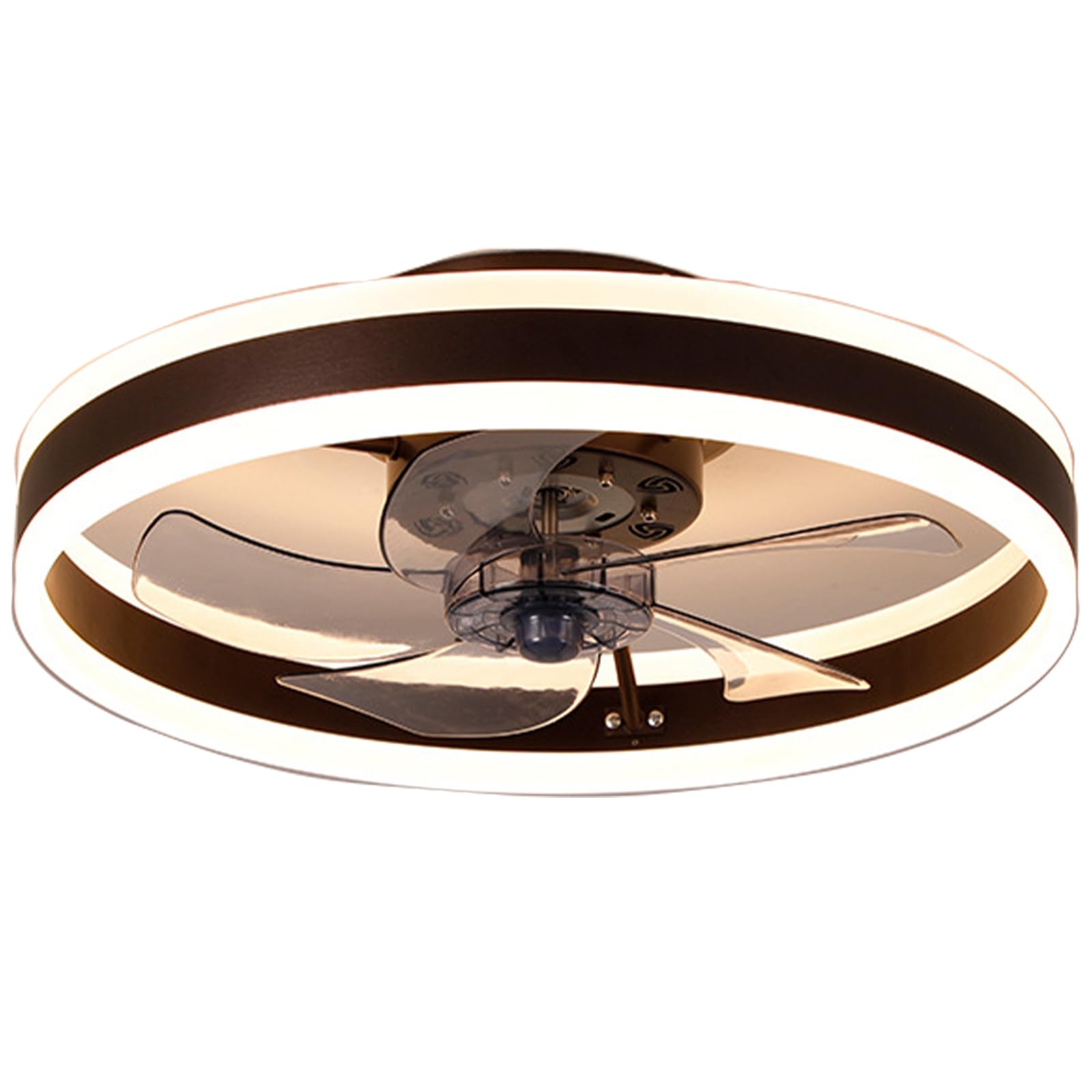 KYYRNY Ceiling Fans with Lights and Remote, 3 Color Dimmable LED, 6-Speed Quiet Reversible DC Motor,Flush Mount Ceiling Fan with Light for Bedroom Kitchen Small Spaces (Brown, 50CM)