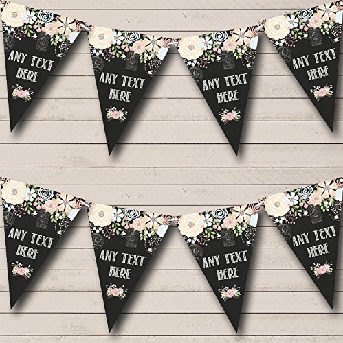Fingerprint Designs Shabby Chic Chalk Style Personalised Christening Baptism Bunting - Hanging Party Decoration - Christening Party Banner Garland | Decorative Party Supplies