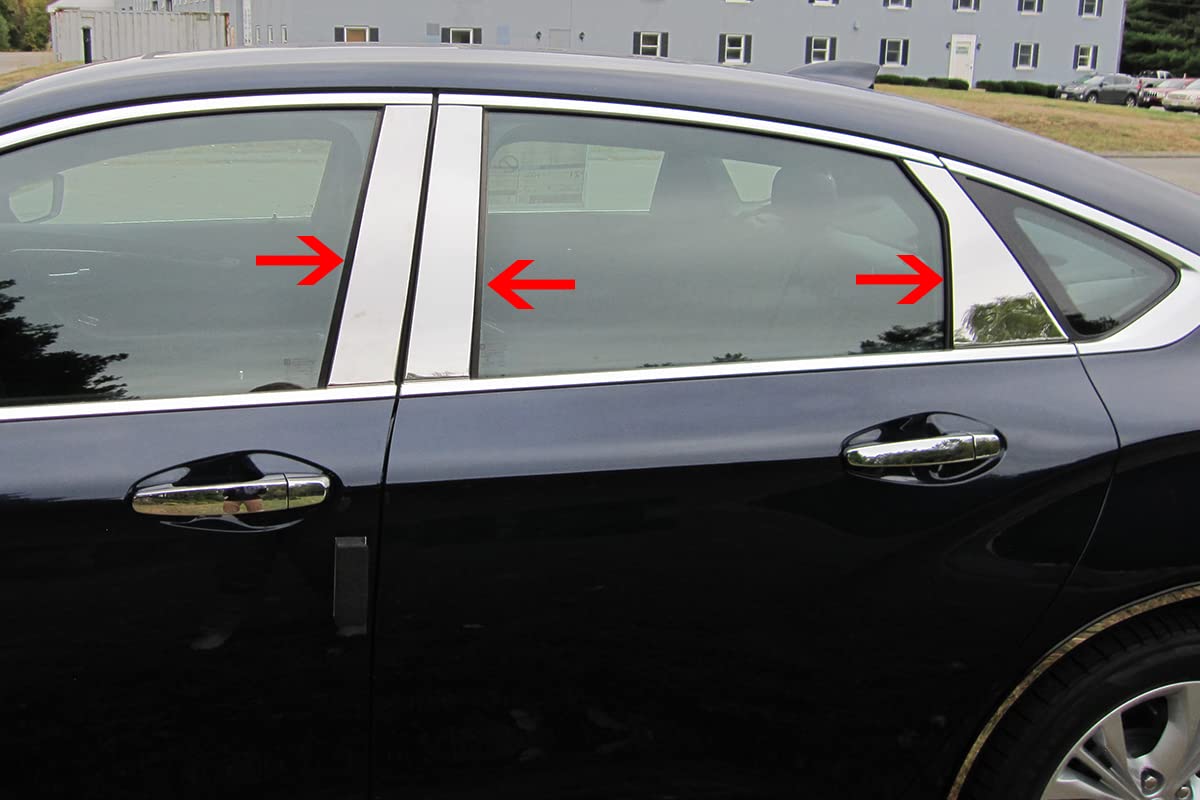 6 Piece Chrome Stainless Steel Pillar Post Trim Compatible with 2014-2020 Chevy Impala