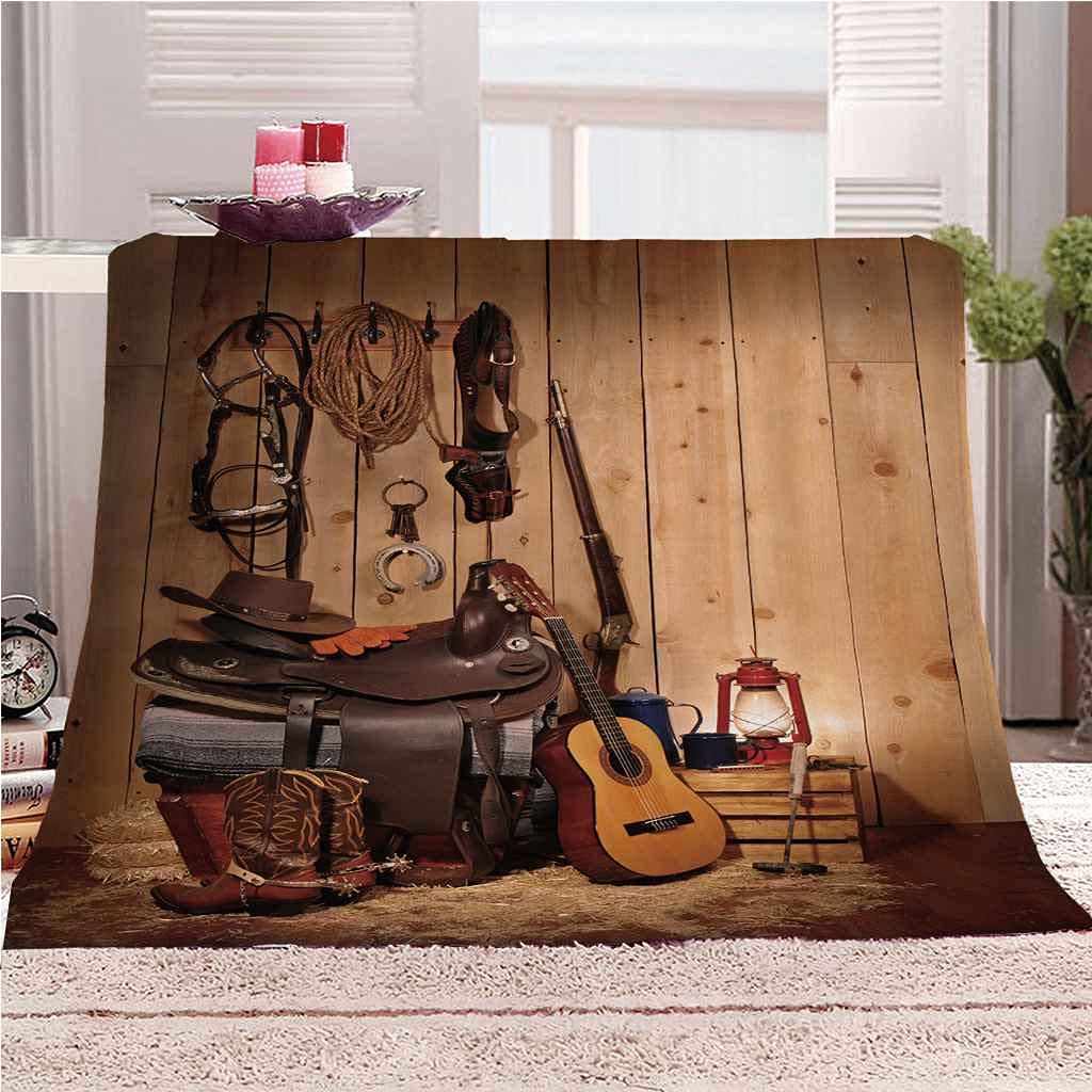 Couverture polaire en flanelle cowboy pour des soirées cocooning au salon 130x150cm