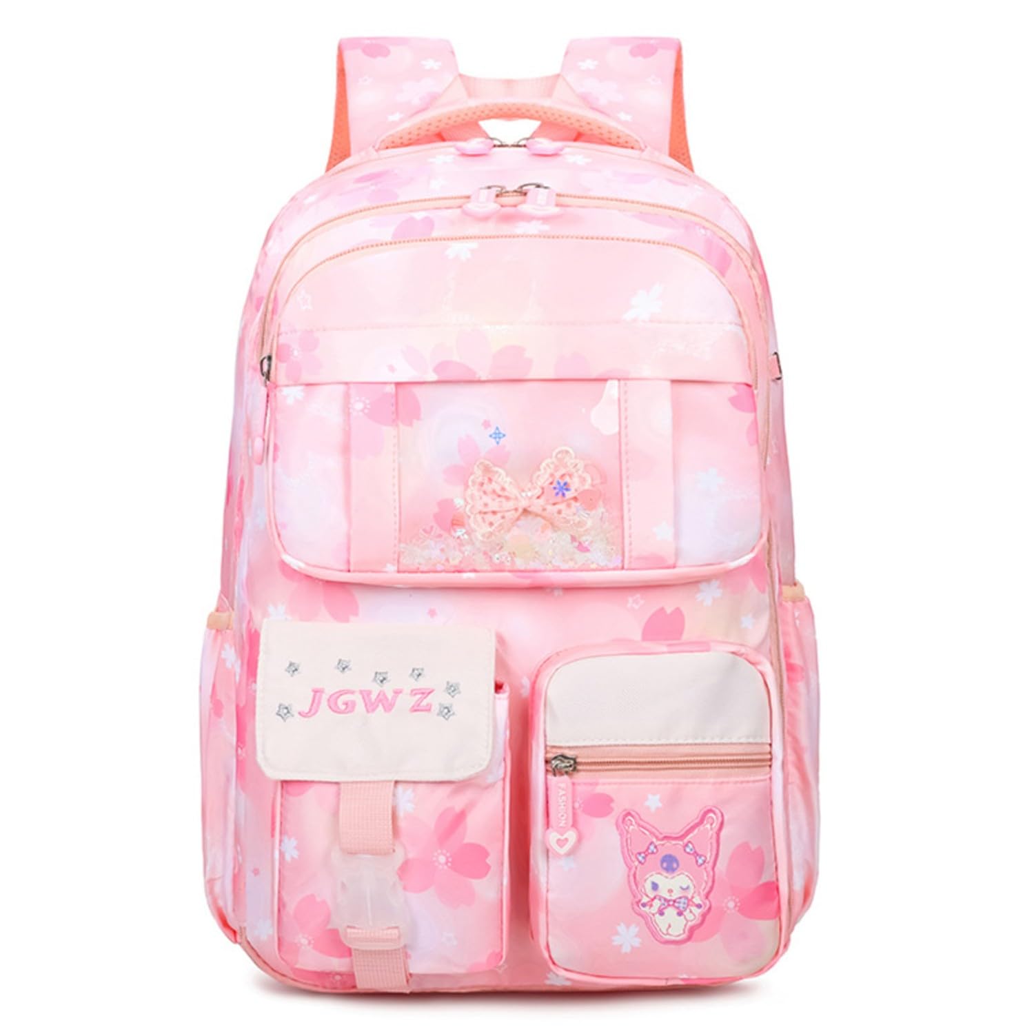 tlismi Kawaii Kuromi Cartoon Style School Bag Aesthetic Multi-Layer Large Capacity Water-Resistant Korean Travel Backpack Load-Reducing Lightweight Zipper Book Bag for 8-16 Years Old Teen Girls-picture-13