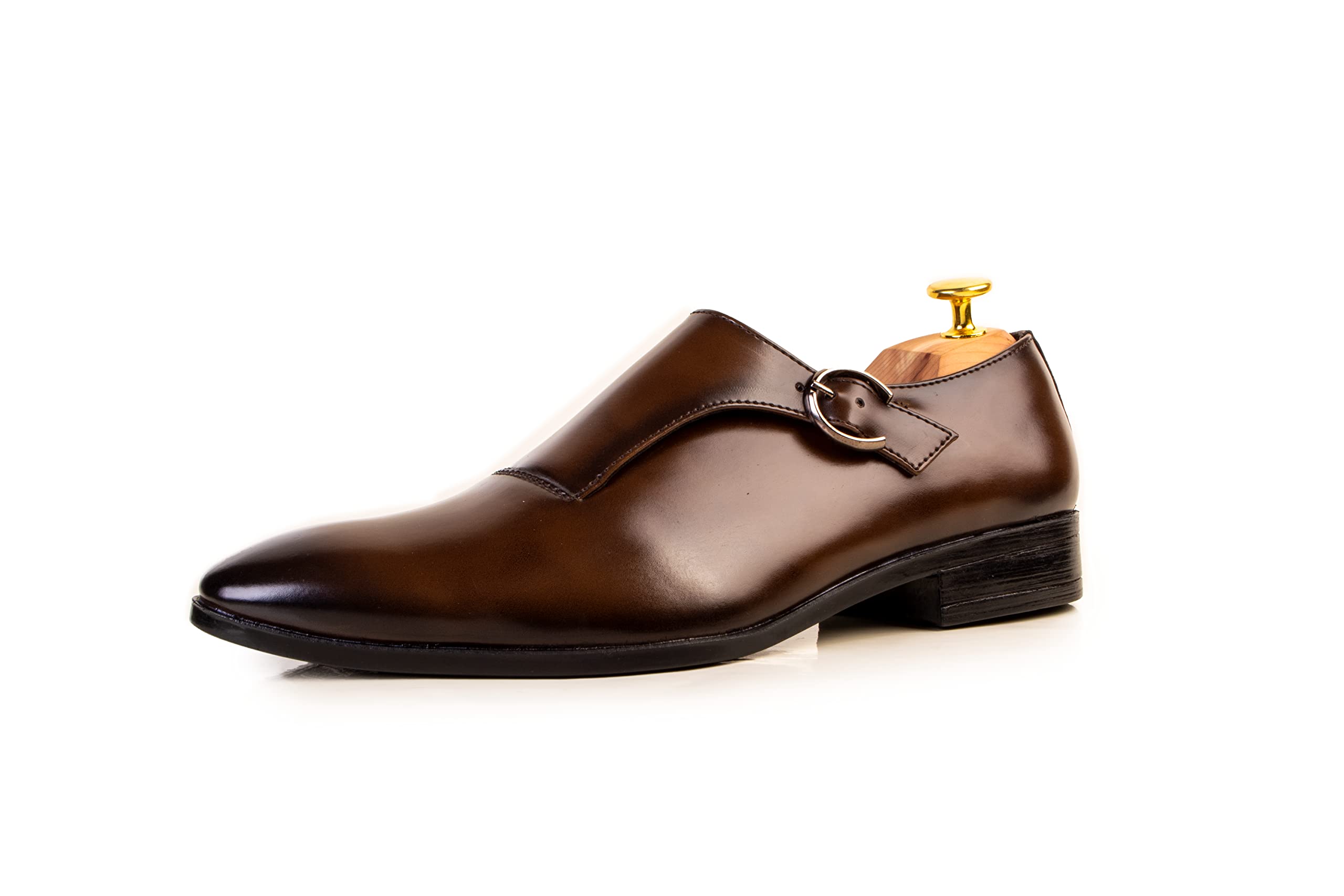 CLIFF FJORD 1059 Mens Synthetic Formal Buckle Leather Single Monk Strap Shoes | Office (Mocha Brown, Numeric_7) (B09X312S38) Amazon Price History, Amazon Price Tracker