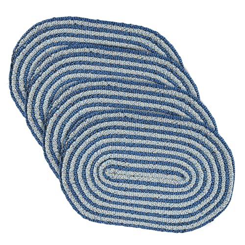 Kuber Industries Pack of 4 Cotton Outdoor Mats for Home Entrance | Machine Washable Floor Mats for Home & Indoor/Outdoor Paidan for Office | Poly Diamond - Blue