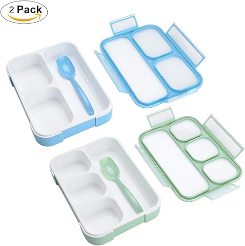 Miniatura 4 de Lonchera Bento con cuchara para niños y adultos, sin BPA, a prueba de fugas, recipientes de almacenamiento de alimentos a prueba de fugas, paquete