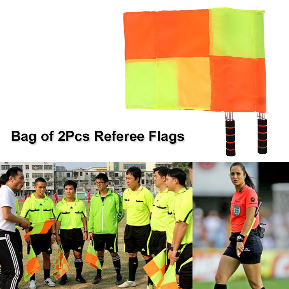 Lot de 2 drapeaux d'arbitre avec sac de rangement football hockey