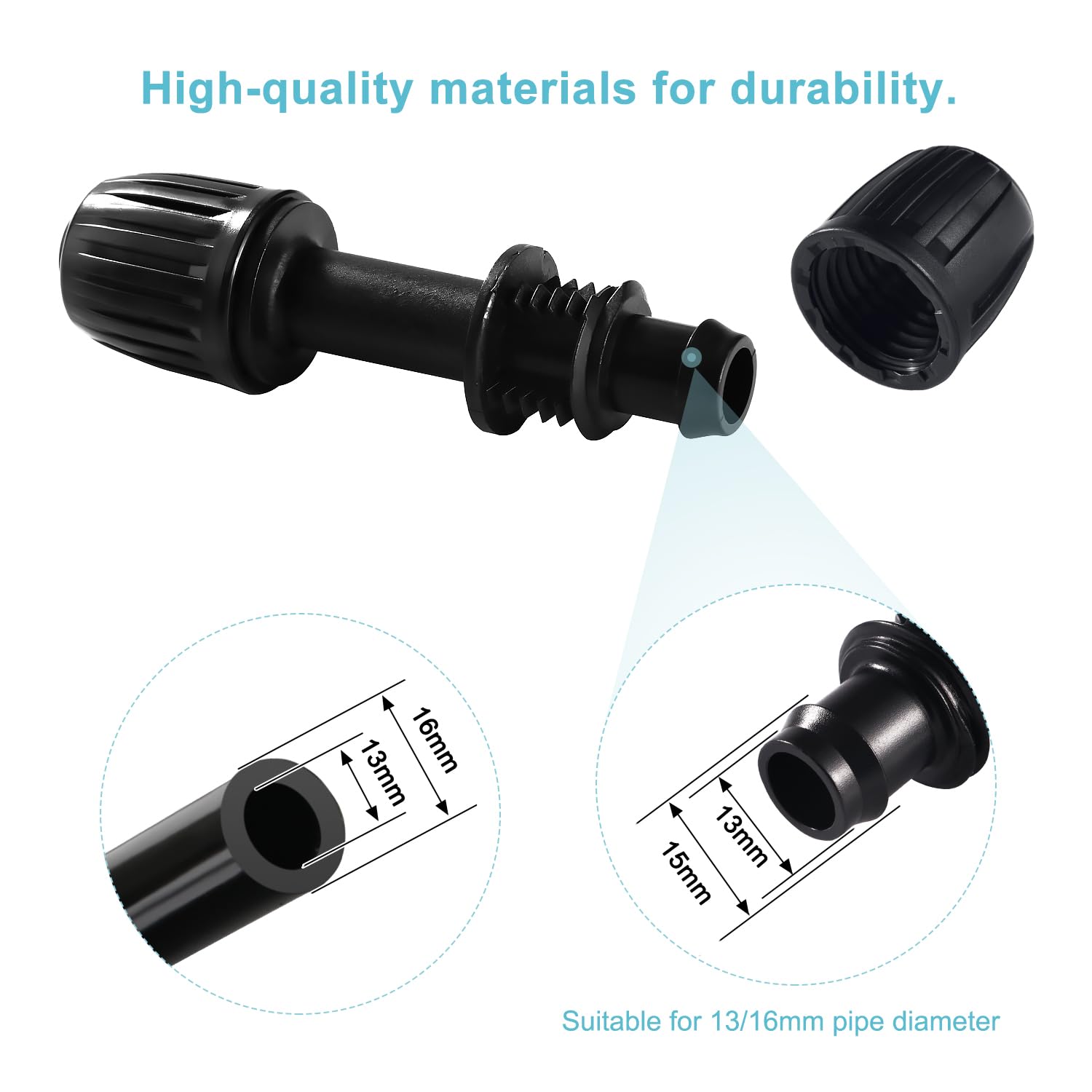 VooGenzek 10 PCS 16mm Drip Irrigation Fittings, Lock Barbed Straight Connectors, Drip Tubing Barbed Connectors - Image 3