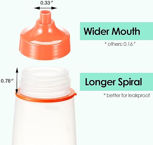 Miniatura 2 de Botellas exprimibles de boca ancha, paquete de 2 botellas de condimentos exprimibles sin BPA para salsas gruesas, resina, manualidades, botellas