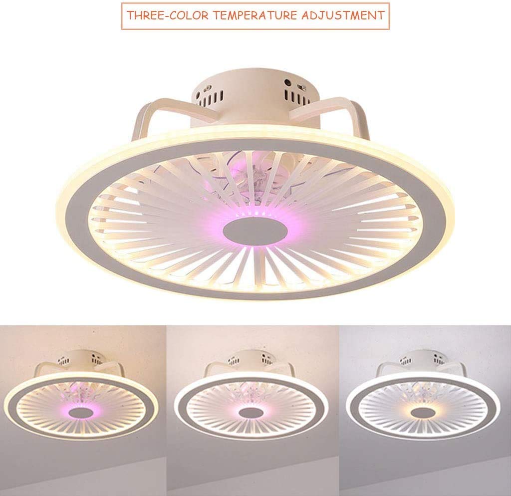 Plafondventilator met verlichting, ventilatorlamp E27, lamp met ventilator 3 snelheden, 3-kleurig dimbare LED met afstandsbediening, plafondventilator met licht voor slaapkamer, kinderkamer (wit