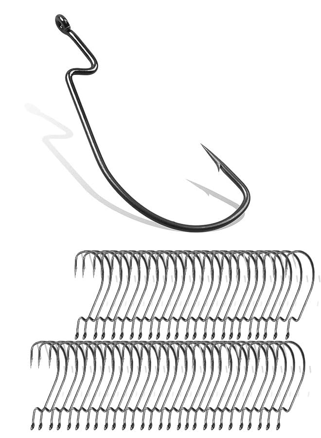 ZCM HAPPY 100 Pcs Fishing Hooks,Strong Sharp Soft Bait Jig Fish Hooks