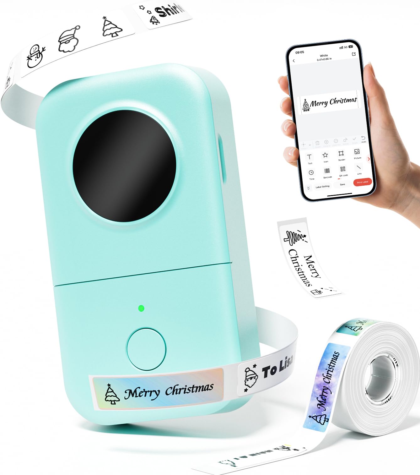 Label Makers- D30 Labeler,Portable Bluetooth Label Machine,Replace Typewriter,Phone Support,Easy to Use,Office Home Organization Gift for Women Men,Cute School Supplies,USB Rechargeable-Green