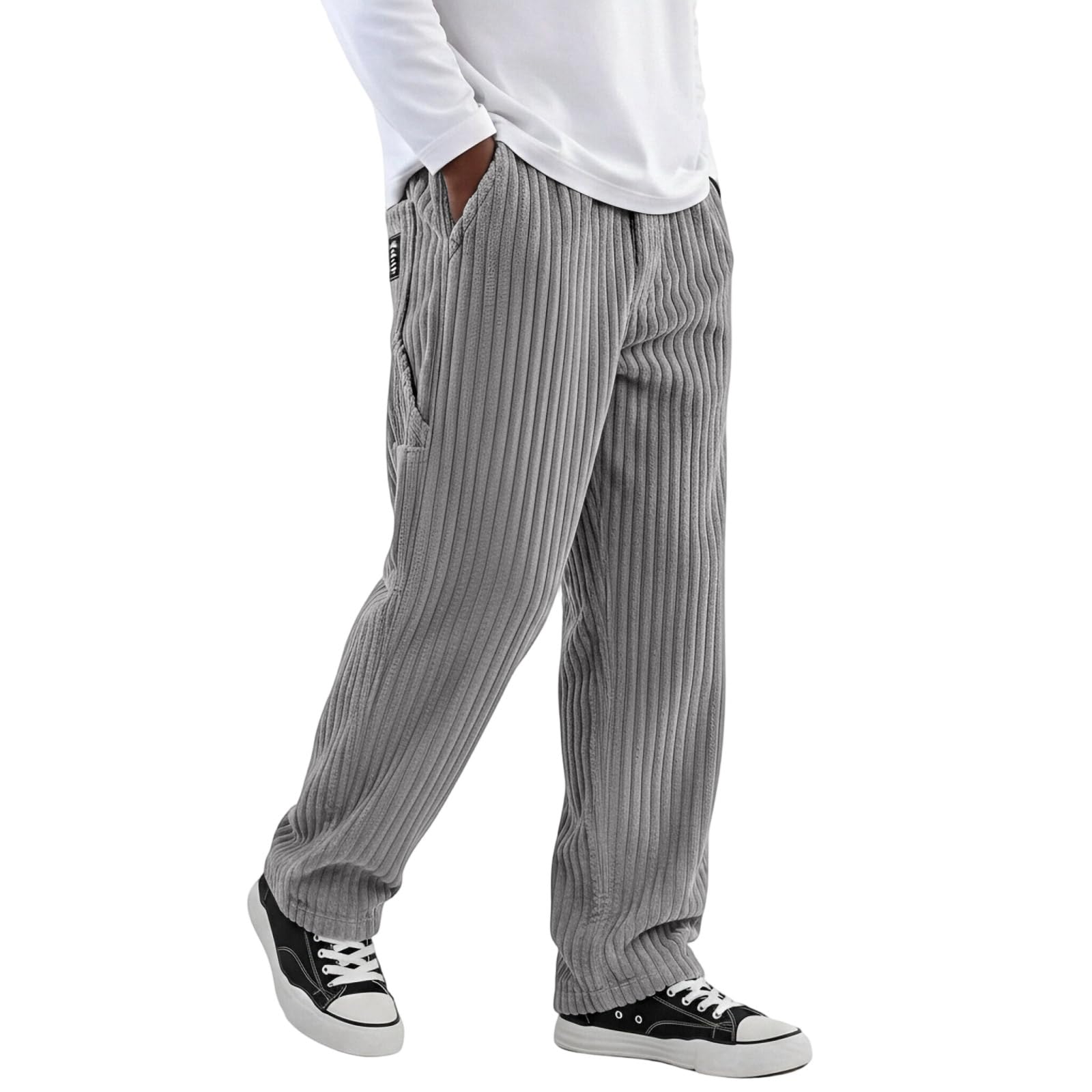 Da In Velluto A Coste Casual Vintage Americano Gamba Dritta Ampia Con