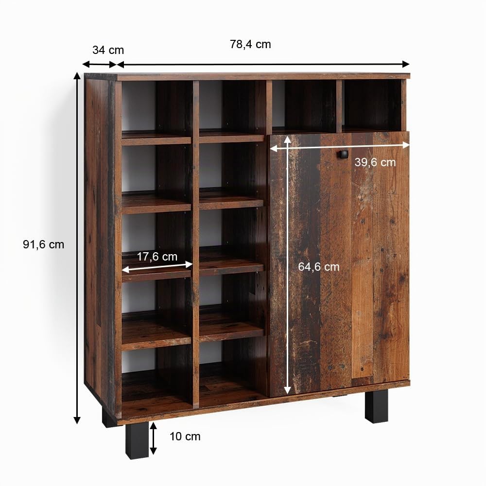 Vicco Badschrank Fynn, Eiche rustikal, 78.4 x 91.6 cm