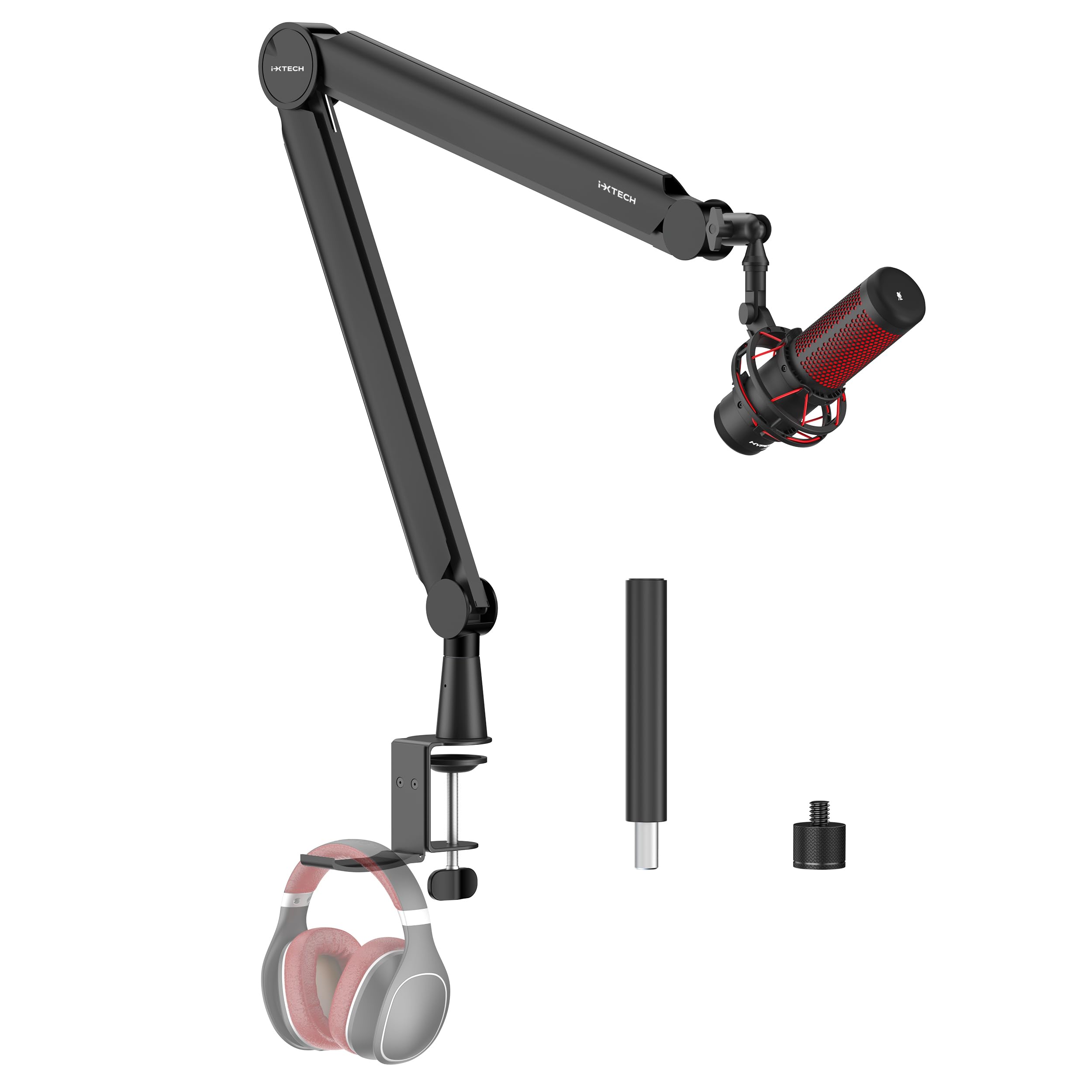 IXTECH Braccio per microfono girevole a 360° Braccio per microfono con supporto da scrivania completamente regolabile per podcast video radio registrazione in studio robusto e universale VALIANT Pro