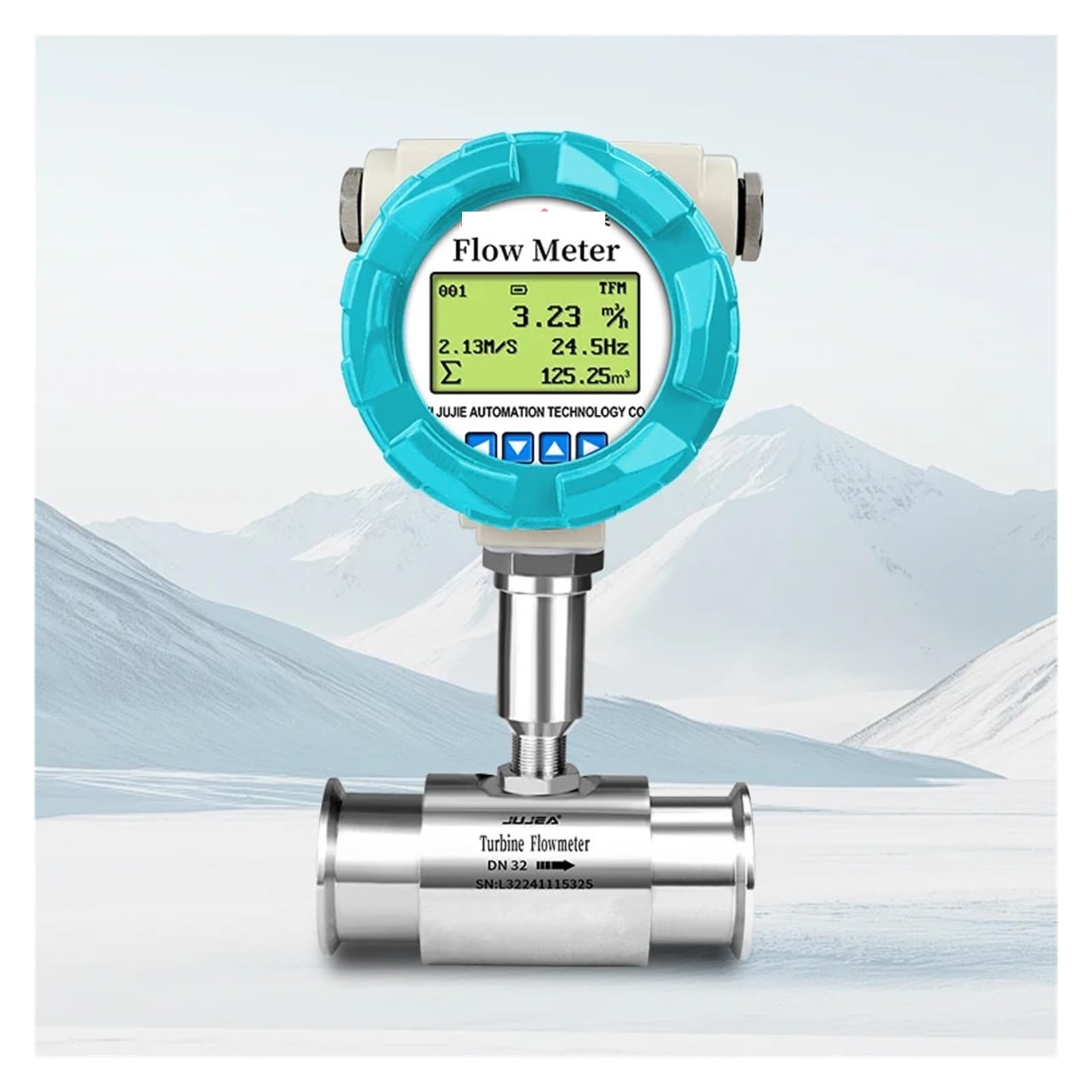 Medidor de Agua Medidor de flujo turbina con abrazadera 1/2 pulgadas, 4-20 mA, pulso Modbus, caudalímetro aceite diésel(DN32-RS485-SS316)