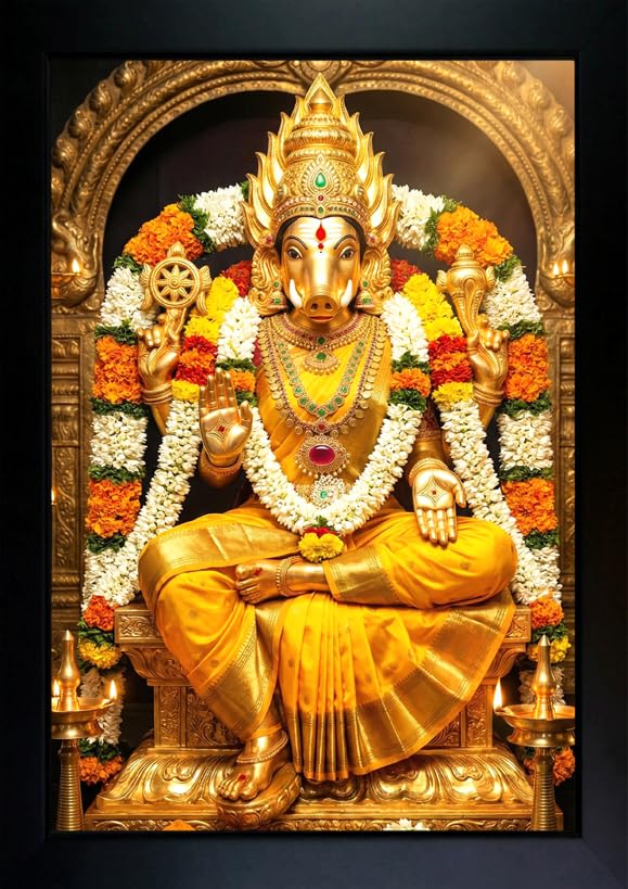 CrowdHall Varahi Amman Photo Frame | Varahi Amman Painting With Frame Wall Art for Puja room, Living Room, Home Decor, Bedroom, Office. (Size 10 X 13.5 IN)-image-34