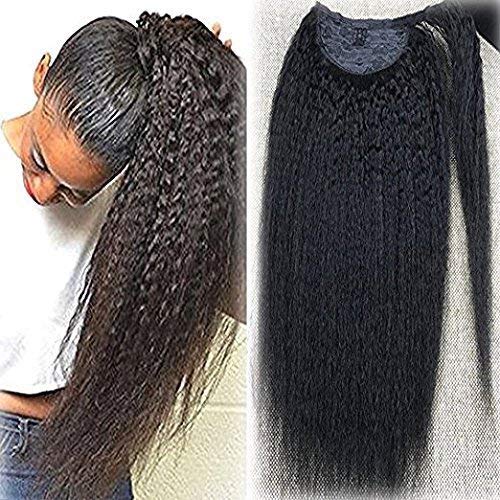 [Promotion]Full Shine 26 inch Natural Black Human Hair Ponytail Extension for Long Hair Kinky Straight One Piece 100g