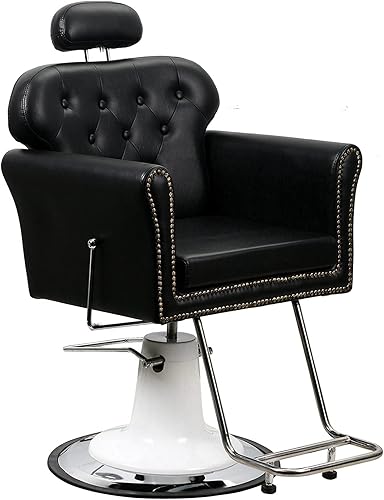Beautystyle Silla de peluquería reclinable silla de peluquería resistente con bomba hidráulica silla de salón