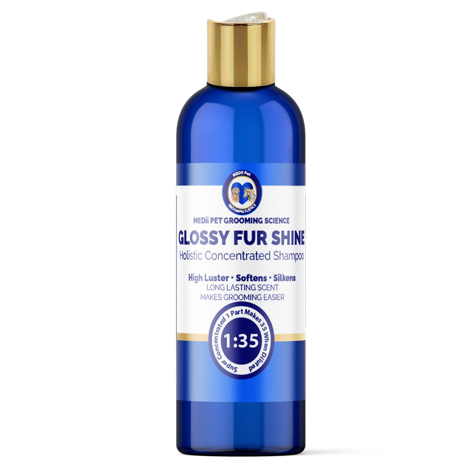 MEDii Pet Concentrated Glossy Fur Shine - Professional Grooming Conditioner & Hair Detangler Spray for Dogs & Horses, Makes 4 Gallons, 16oz
