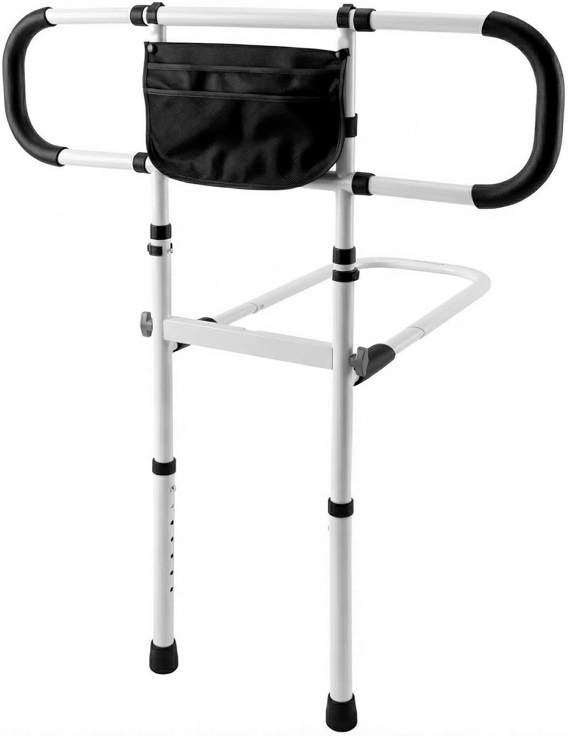 Bed Rail for Elderly Adults – Adjustable Bed Assist Rail with Non-Slip Handle, Safety Bed Rails for Seniors, Storage Pocket & Fixing Strap, Fits Twin/Full/Queen/King