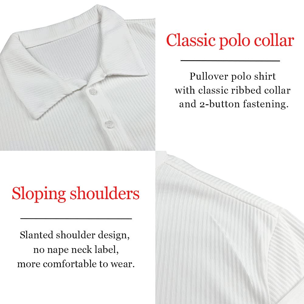Muscle Cmdr Polo da Uomo Slim Fit Muscle Polo Manica Lunga e Corta Stretch Tee Casual Golf Athletic T-Shirt