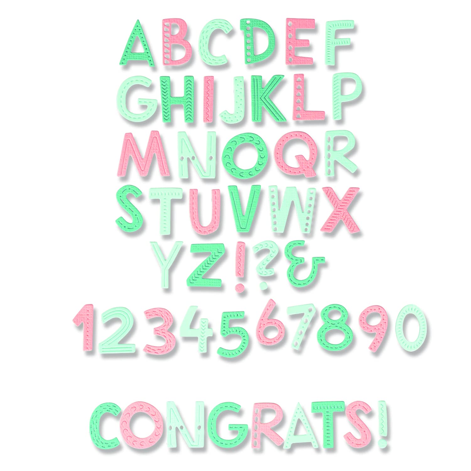 Sizzix Thinlits Die Marked Alphabet, 665893, Multicolor, One Size