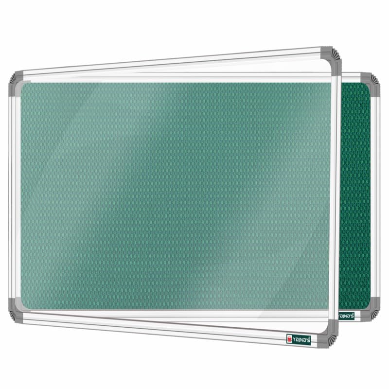 Image of YAJNAS 4X5 Feet Premium Material Green Designed Notice Board with Acrylic Door /Soft Board /Bulletin Board /Pin-up Display Board for Study Room, Office, School & Home Use