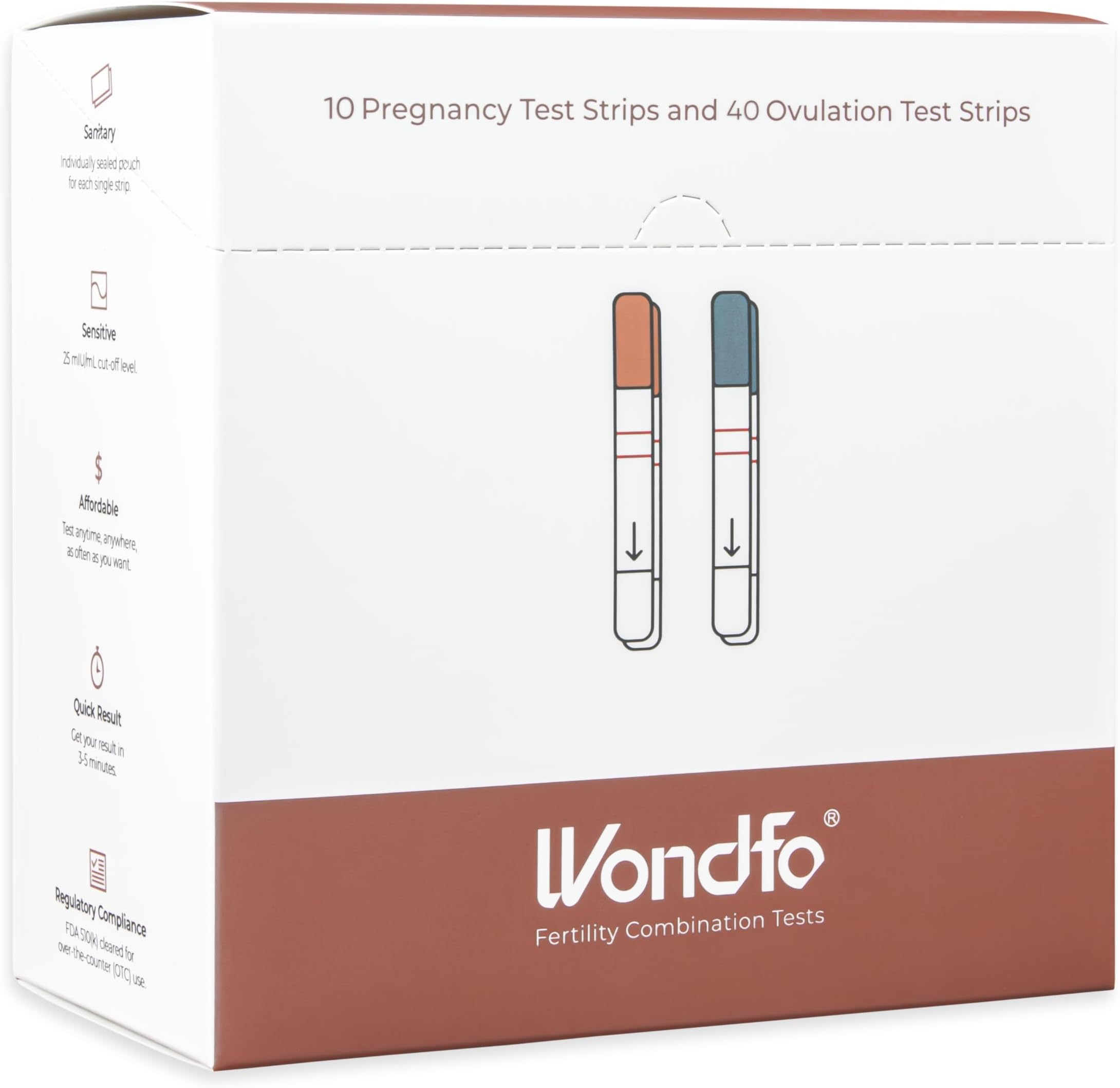 40 Ovulation Test Strips and 10 Pregnancy Test Strips Kit - Rapid Test Detection for Home Self-Checking, Birth Control and Fertility Management Urine Test (40 LH + 10 HCG)