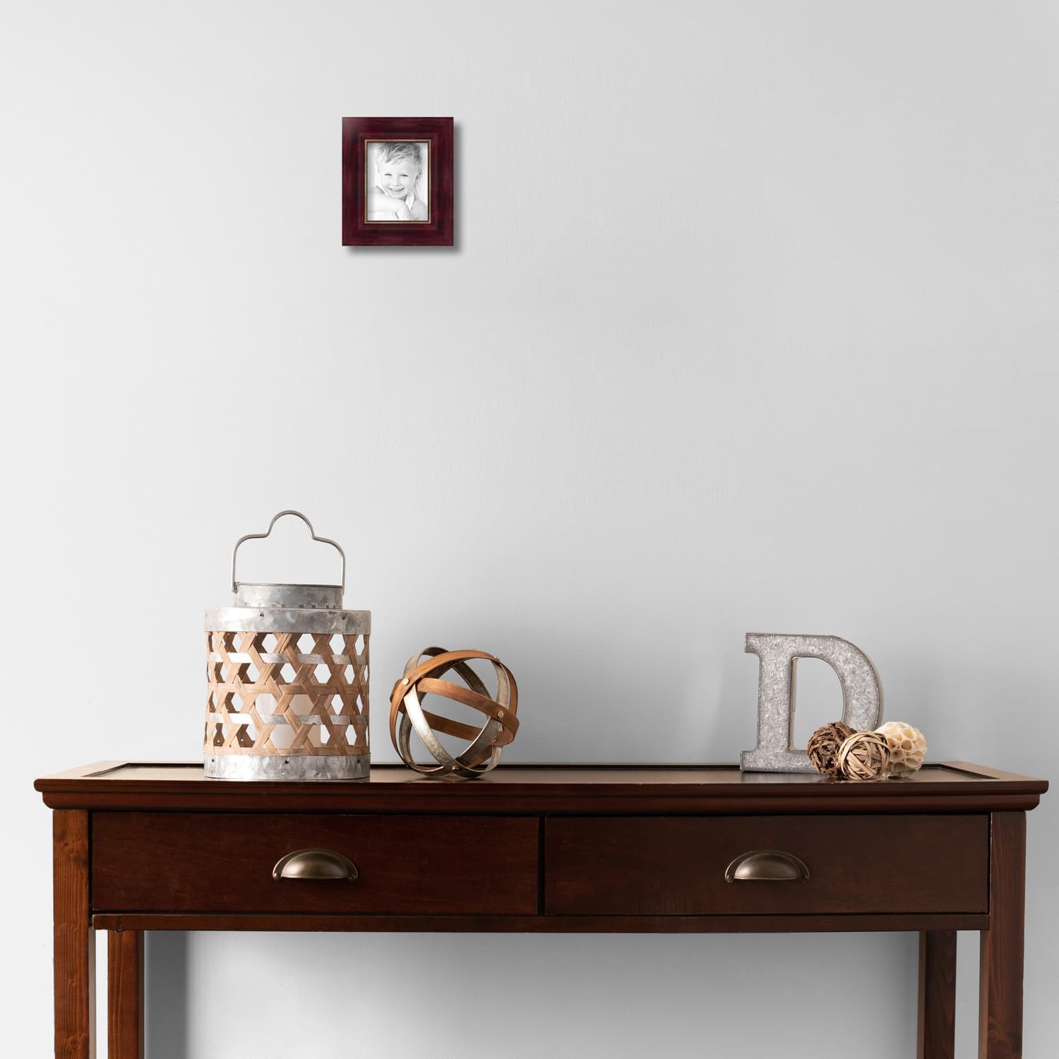 ArtToFrames 4x5 inch Cherry Stain with Gold Beads Wood Picture Frame, 2WOM7515-4x5