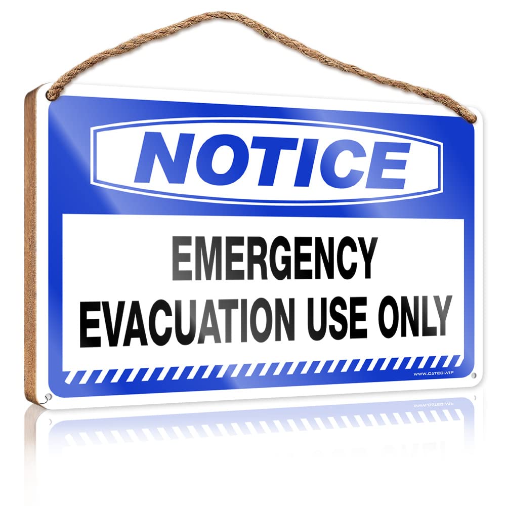 HELIOFORGE Office Signs For Desk Funny Notice Emergency Evacuation Use Only Wooden Sign(23X35CM)