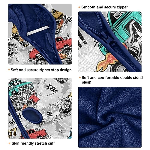 Image of Aflyko Boys Fleece Coat Blue Zip-Up Hoodie Girls Outerwear Kids Hooded Jacket