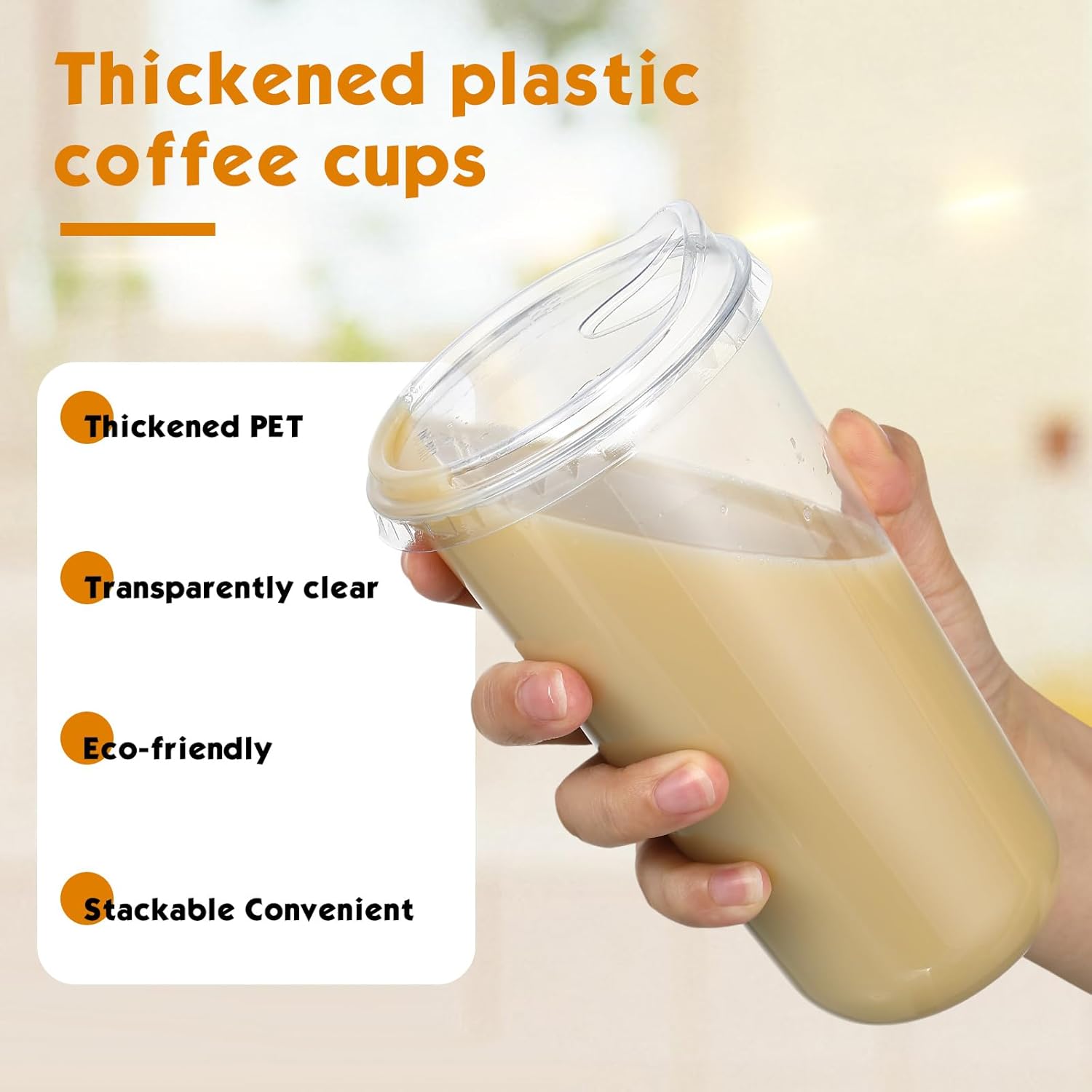 Baderke 50 Pcs Round Bottom Plastic Cups with Sip Lids Clear Disposable Iced Coffee Cups for Smoothie Cold Beverage Coffee Shops and Party Catering(20 oz,Clear) - Image 4