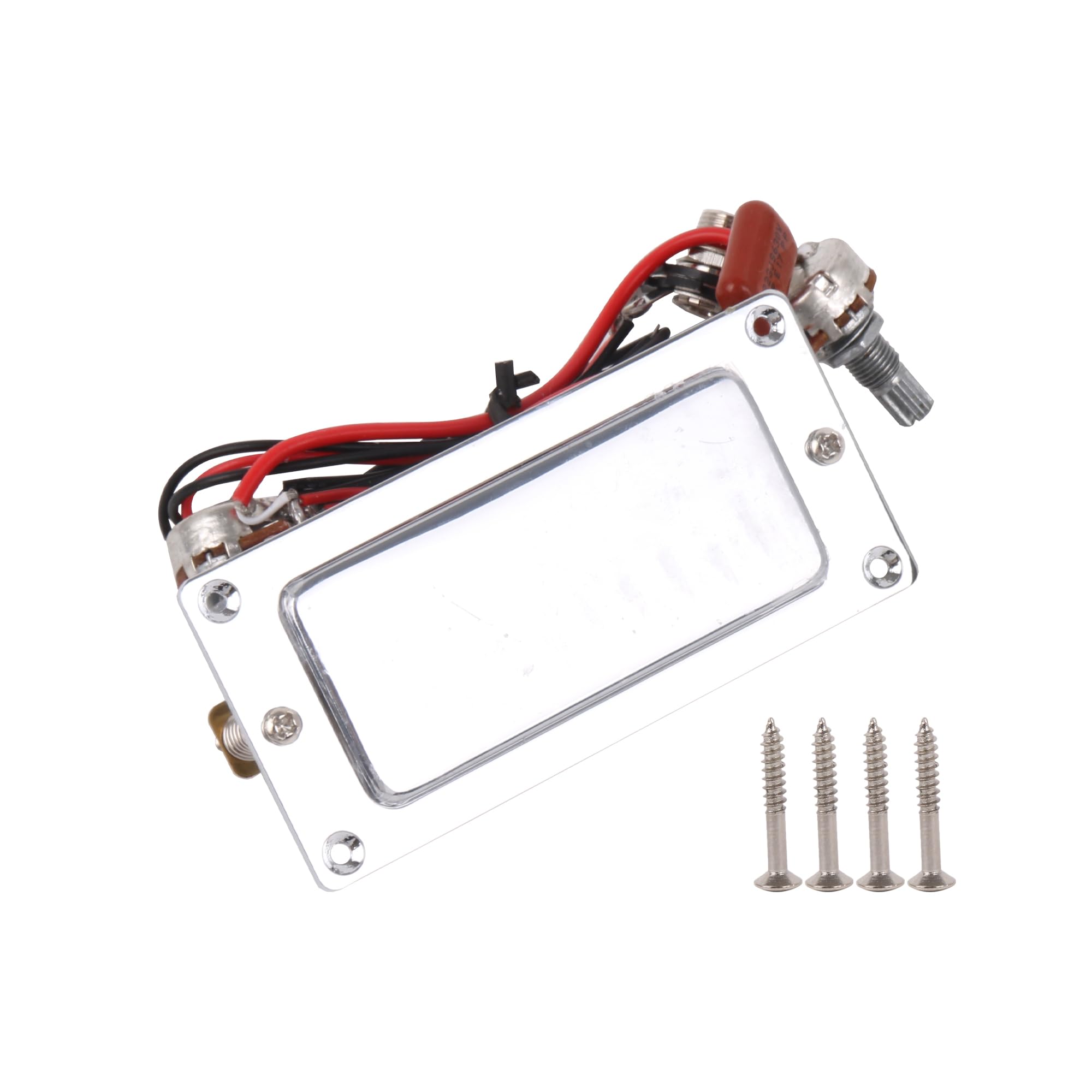 Yibuy Pickup per chitarra elettrica tipo chiuso per punk hard rock con presa da 6,35 mm, argento