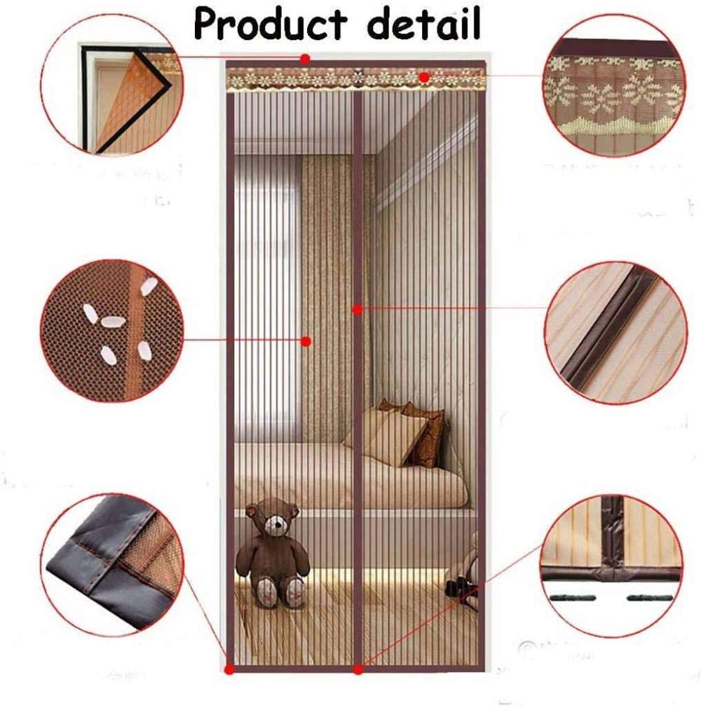 Drzwi z magnesami Moskitiera przeciw owadom siatka ultracienka zasłona z siatki zamyka się automatycznie, pasuje do drzwi do domu przyjazny ekran drzwi - A2-140 x 220 cm (55 x 87 cali)_A