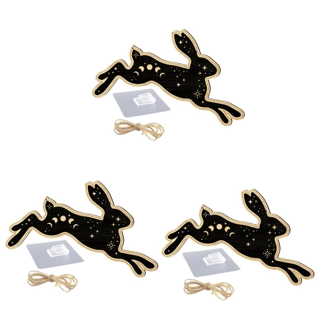 ABOOFAN 3 Pz Ciondolo Coniglio Decorazioni casa Bedroom Decoration Arredamento Cinese della Porta di Pasqua Decorazione casa ciondoli Coniglio di Legno Animale di Legno Appeso