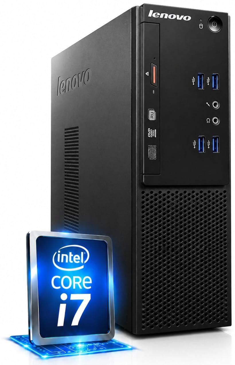 Lenovo V520S - Schneller PC mit Intel Core i7 6700 - Silent Computer für Büro & Home Office mit 4 GHZ - 32 GB - 1000 GB SSD - DVD-Brenner - USB3.0 - WLAN - inkl Windows 11 Pro und Office 2010 - #8168