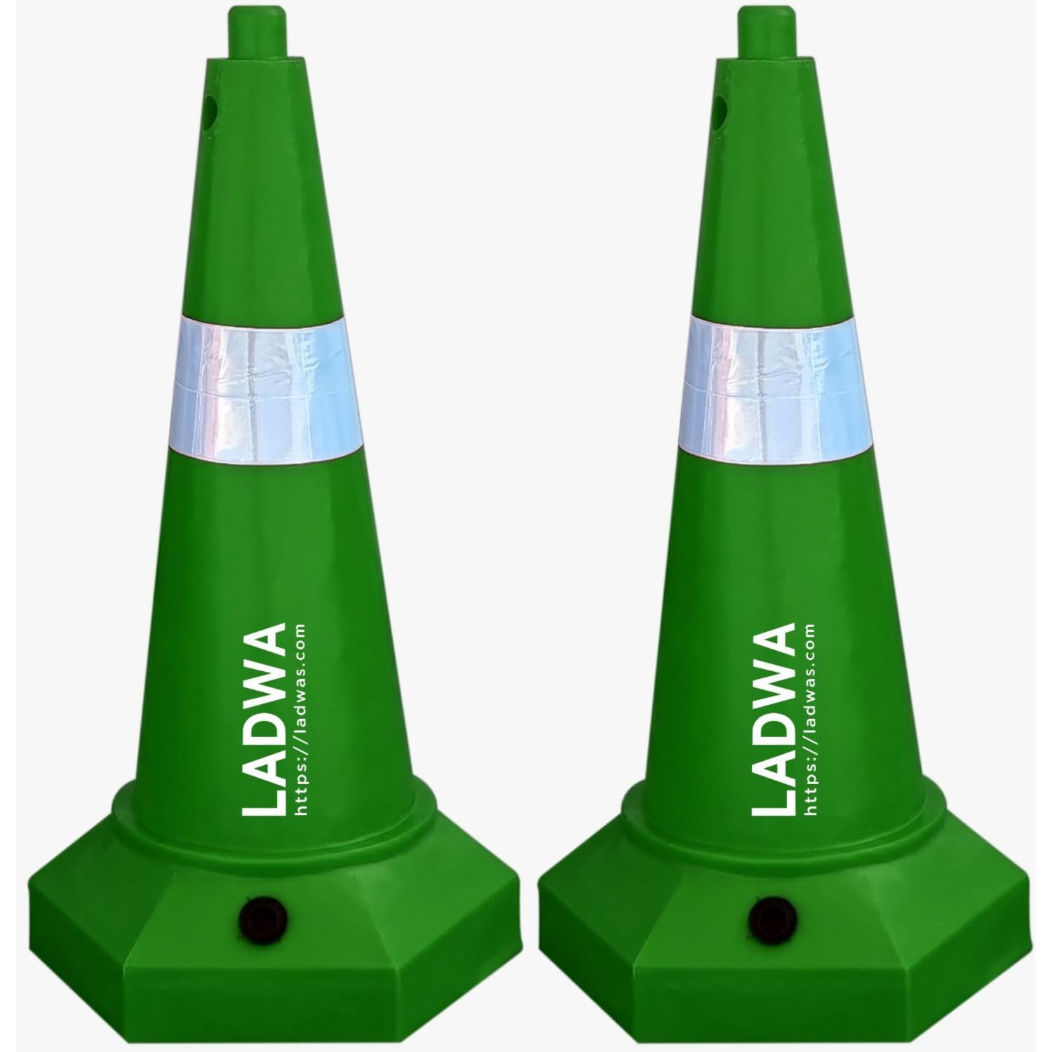 LADWA Industarial Accidental Road Safety Cone Pack of 2,750 mm, 2 Pcs 5 kg Heavy Base Green coloured Road Traffic Cone, Non-Topple, No Fly Cone with Chain Ring, Two Night Visible Reflective Strips (B0C6GV3YJV) Amazon Price History, Amazon Price Tracker