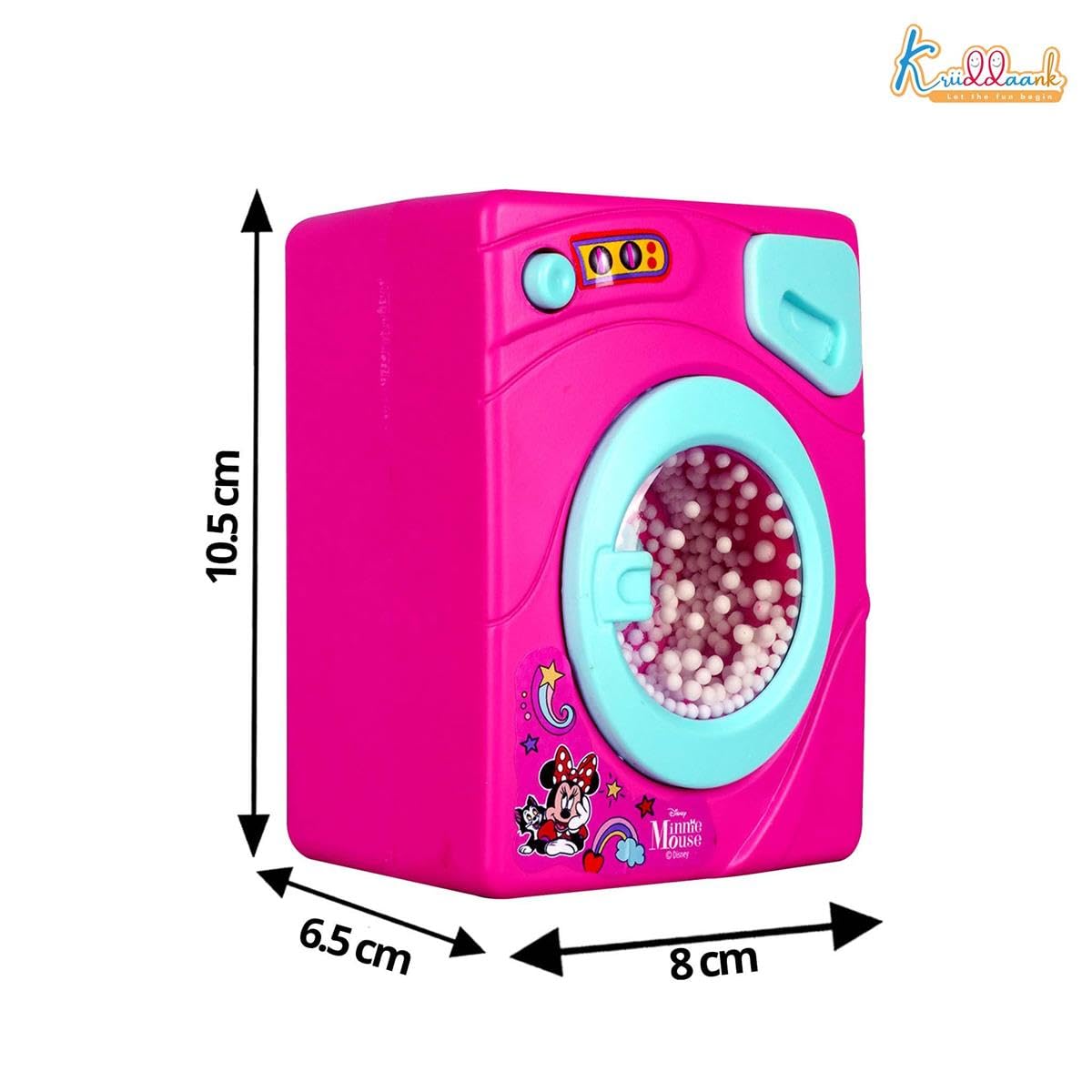 Kriiddaank Minnie Theme Interactive Family Washing Machine Toy for Toddlers - Pink Mini Laundry Appliance with Light & Sounds, Educational Pretend Play|Birthday Gift for Kids Aged 3+ Years 1