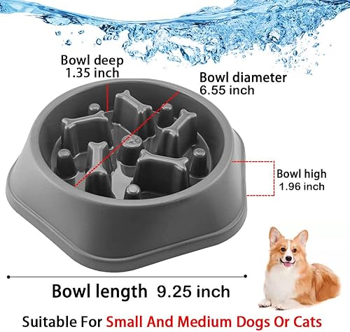 Miniatura 2 de CAISHOW Tazón de alimentación lenta para perros, antigolpe, alimentación saludable, interactiva, parada de hinchazón, alternativa divertida,