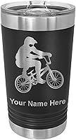 Vista 1 de LaserGram Vaso de pinta aislado al vacío de 16 onzas, conductor BMX, grabado personalizado incluido (negro)