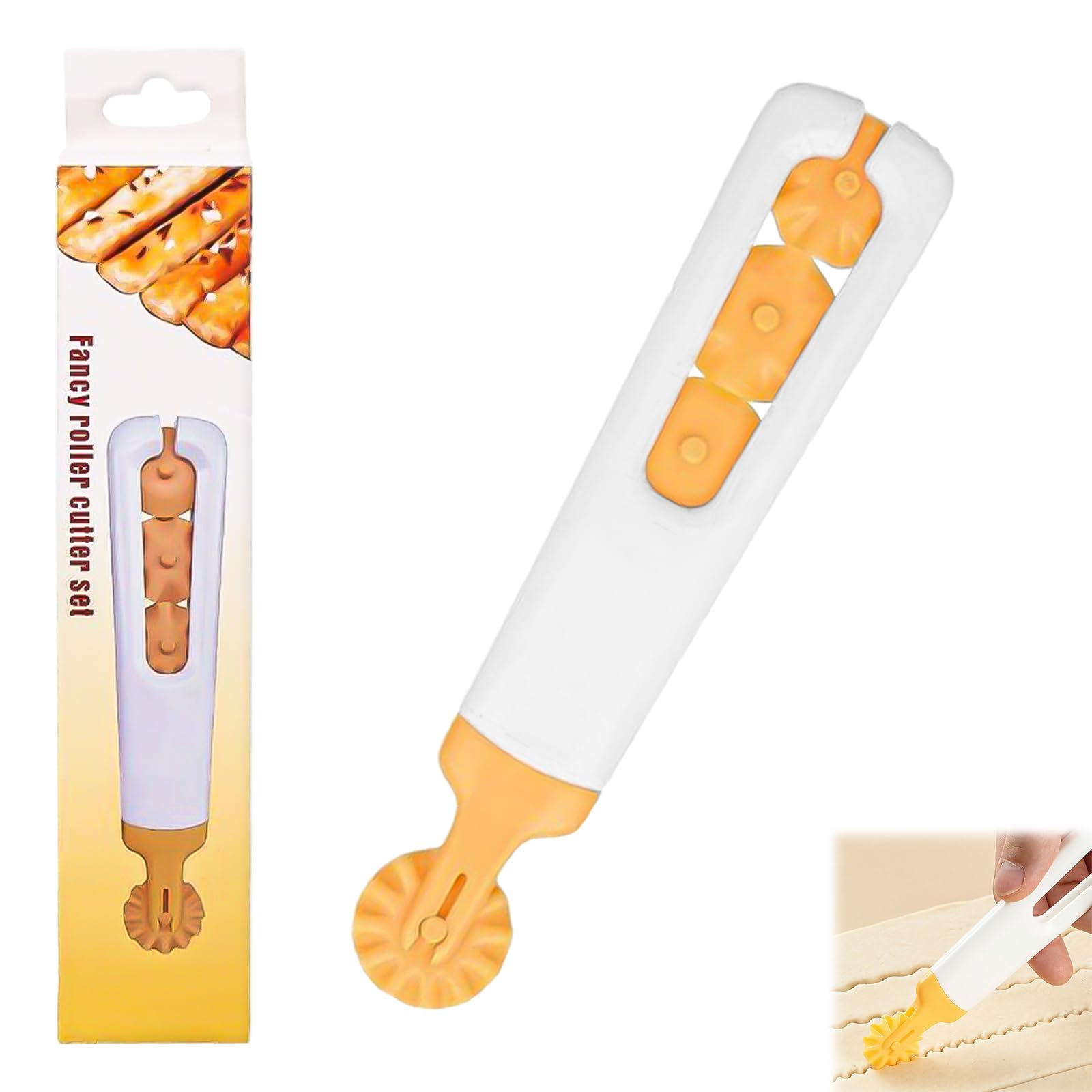 4 in 1 Pastry Wheel, Pie Crust Cutting Wheel, Baking Crust Cutter - ABS, 15.5cm, 4 cutting shapes, Easy to Use for Pie Crust Decorator, Kitchen Accessory